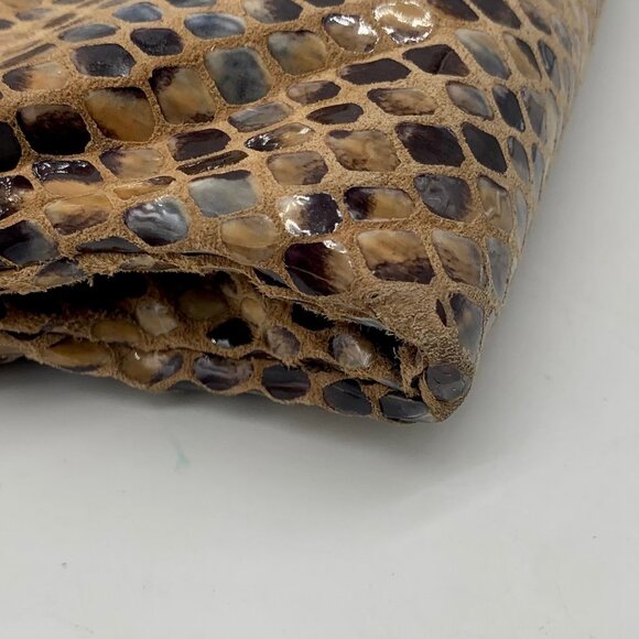 Hobo Snakeskin Patterned Lauren Leather Double Frame Clutch - Picture 7 of 15